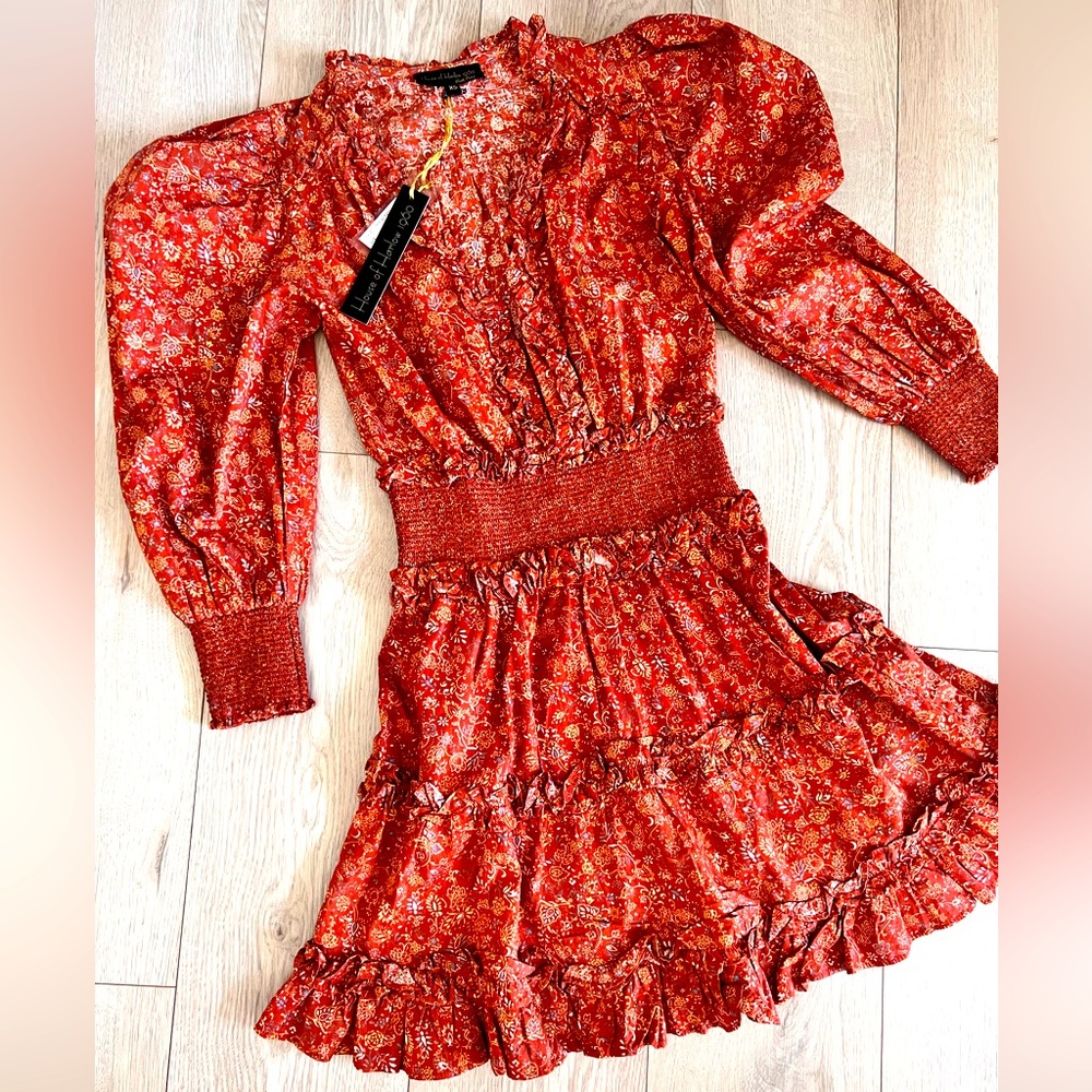 House of Harlow, rust mini dress.